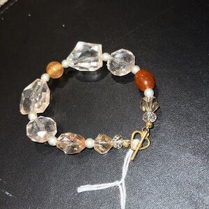 Vintage Gold and Red Beaded Bracelet